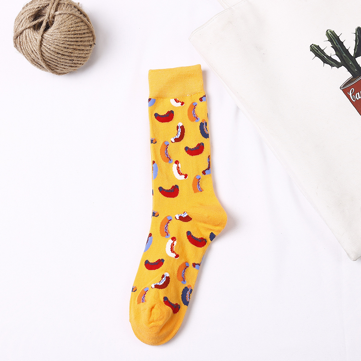 Tall Men And Women In Colorful Casual Fashion Socks Gourmet Burgers Series Tide Socks Wholesale